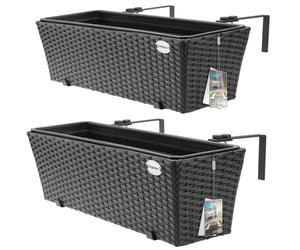 Jardinière Bac à plantes Polyrotin Bac de balcon - 11 litres - Noir