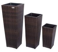 Jardinière bac à plantes pot de fleurs - Polyrotin - Lot de 3 - Marron