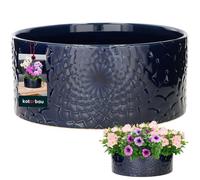 KOTARBAU Pot de fleurs rond en céramique - Bleu cobalt - H : 13 cm - Ø : 28 cm - Pour l'extérieur - Grand pot rond