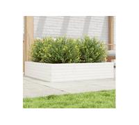 vidaXL Bac à plantes blanc 100x100x23 cm pin massif