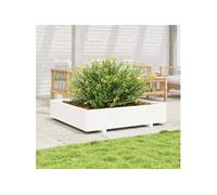 vidaXL Bac à plantes blanc 110x110x26,5 cm pin massif