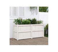 vidaXL Bac à plantes blanc 150x50x70 cm pin massif