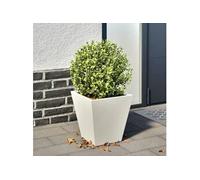 Jardinière blanc 30x30x30 cm acier, jardinière d'extérieur, boîte à fleurs, boîte de jardin, jardinière de patio, 851040