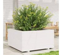 vidaXL Bac à plantes blanc 90x90x49,5 cm pin massif
