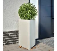 vidaXL Bac à plantes triangulaire blanc 50x43x75 cm acier