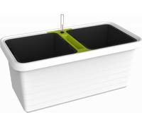 Jardinière blanche à arrosage automatique 78 x 39 cm, 2 x 18 L, modèle BERBERIS