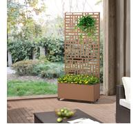 Cloison « Bernalda » avec jardinière à roulettes en acier, 190 x 82 x 38 cm, marron