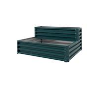 Outsunny Carré potager de jardin jardinière en acier galvanisé lit de jardin surélevé fond ouvert 2 étages pour herbes légumes fruits fleurs 120 x 101 x 58 cm vert