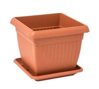 Jardinière Carrée - Botle - 24 Cm - Plastique Terracotta - Soucoupe Incluse - 7 Litres Multicolore