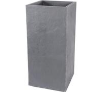 Jardinière carrée grande taille Volcania 31 L - Imitation pierre naturelle - Double paroi - Compartiment d'arrosage - 395 x 395 x 80 cm - Jardinière de grande taille