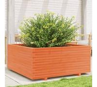 vidaXL Jardinière bac à plantes brun cireux 110x110x49,5 cm en pin massif