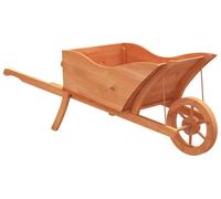 Jardinière, conception ergonomique de type brouette, structure en bois massif, rouge rose