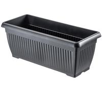 Jardinière de balcon - Jardinière de 80 cm - En plastique - Résistante au gel - Structure striée - Design moderne - Gris foncé