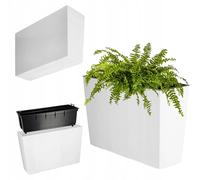 Jardinière de jardin - Grand bac à plantes rectangulaire - 19 x 56 cm - Pour l'extérieur - Blanc brillant