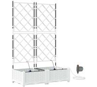 Jardinière de jardin vidaXL, lot de 2, blanche, 80 x 40 x 126 cm, en plastique