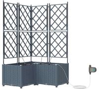 Jardinière de jardin vidaXL, lot de 3, gris clair, 80 x 80 x 142 cm, en plastique