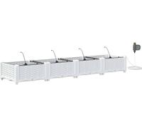 Jardinière de jardin vidaXL, lot de 4, blanche, 160 x 40 x 22 cm, en plastique