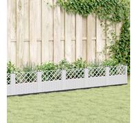 Jardinière de style élégant avec piquets de terre blanc 363,5x43,5x43,5 cm PP - parterres Hommie8928407 1parcel