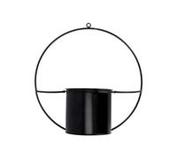 Jardinière déco ronde d'intérieur en métal noir Fixation murale