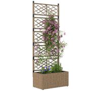 Jardinière d'extérieur en rotin, 57 cm x 30 cm x 150 cm, en acier, avec 2 pots amovibles et un support pour plantes grimpantes, facile à monter