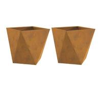 vidaXL Bac à plantes 2 pcs Rouillé 40 x 40 x 40 cm Acier résistant aux intempéries