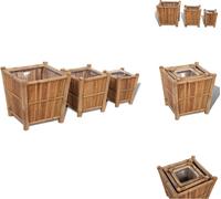 jardinière en bambou 3 pièces avec doublure en nylon - Pots de fleurs et jardinières