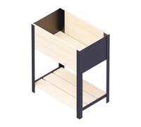 Jardinière en bois avec étagère FRANCE et côtés en métal noir 118 x 36 x 72 cm pin naturel