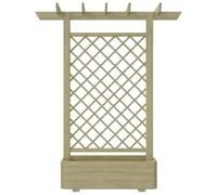 Jardinière en bois avec pergola 162 x 56 x 204 cm | Pin imprégné vert, résistant à la pourriture, support pour roses, montage facile, pour terrasse ou patio
