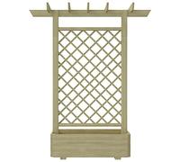 Jardinière en bois avec treillis 162 x 56 x 204 cm | Bois de pin imprégné vert, résistant aux intempéries, tuteur pour roses, montage facile