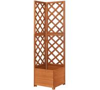 Jardinière en bois avec treillis - 40 x 40 x 150 cm - Chêne massif - Jardinière avec support pour plantes grimpantes - Jardinière surélevée pour le jardinage vertical - Jardinière compacte d'extérieur