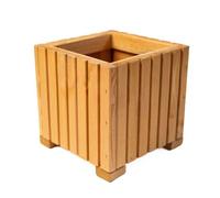 Jardinière en bois - BOGATECO - 25x25x25 cm - Carré - Insert plastique étanche amovible - Brun clair