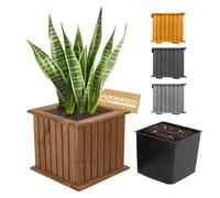 Jardinière en bois - BOGATECO - 25x25x25 cm - Carrée - Brun foncé - Design moderne
