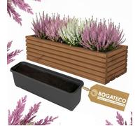 Jardinière en bois - BOGATECO - 44x20x14,5 cm - Insert plastique inclus - Marron foncé