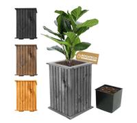 Jardinière en bois - BOGATECO - Carrée 25x25x40 cm - Gris - Design moderne - Pour balcon