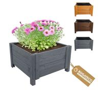 Jardinière en bois carrée - BOGATECO - 60x60x30 cm - Anthracite - Géo-textile inclus - Prête à l'emploi
