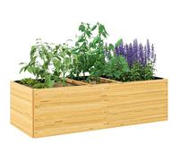 Jardinière en bois extérieur - Outsunny - 3 compartiments de plantation et doublure inclus - 140x60x40cm - naturel