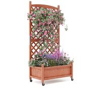 Jardinière en bois, modèle vertical, système de drainage intégré, marron