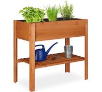 Jardinière en bois pour le potager avec espace de rangement pour les plantes - Jardinière pour balcon et terrasse 80 x 88 x 43,5 cm brun clair