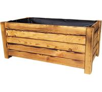 Jardinière en bois Weeco avec socle surélevé, bac à fleurs rectangulaire en bois naturel, assemblée, marron – Décoration de balcon et de jardin