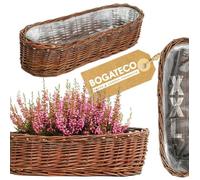 Jardinière en osier - BOGATECO - Panier rectangulaire - 80x25x16 cm - Marron - Intérieur & extérieur