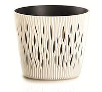 Jardinière en plastique crème Sandy Round 15,8 (L) x 15,8 (l) x 13,8 (H) cm