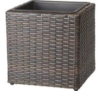 Jardinière en polyrotin 28 x 28 x 28 cm - Imperméable - Résistante aux intempéries - Bicolore marron