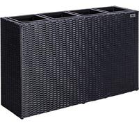 Jardinière en polyrotin avec 4 pots intérieurs amovibles - 95 x 60 x 26 cm - Noir