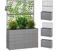Casaria Jardinière en Polyrotin avec Treillis Gris