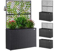CASARIA Jardinière en Polyrotin avec Treillis Noir | Bac à fleurs, Vertical, 3x Pots intérieurs Amovibles, pour Jardin, Balcon, Terrasse, Bac à plantes, 25x25x20 cm
