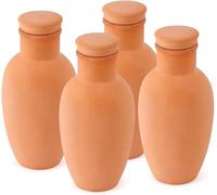 Jardinière en terre cuite, 8 cm x 8 cm x 15 cm - Jardinière auto-arrosante avec système d'arrosage en argile pour plantes d'extérieur - Système d'arrosage 4 pièces