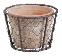 Jardinière - ESSCHERT DESIGN - AT10 - Terre cuite vieillie - Panier en fil de fer - 0,3 litre