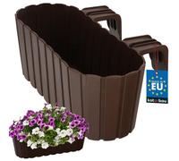 Jardinière Extérieur - KOTARBAU® - PVC - 40x15x15cm - Brun - Rectangulaire - Support pour Balconnière