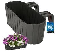 Jardinière Extérieur - KOTARBAU® - PVC - 40x15x15cm - Gris - Rectangulaire - Support pour Balconnière