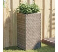vidaXL Bac à plantes gris 40x40x80 cm Poly rotin